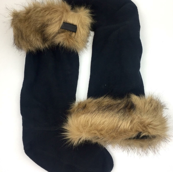 Hunter Faux Fur Cuff Tall Boot Sock sz L - Picture 2 of 9